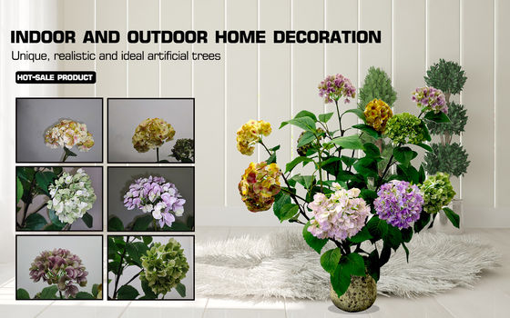 58cm Custom Artificial Landscape Trees Silk Fabric Hydrangea Evergreen For Living Room Decor