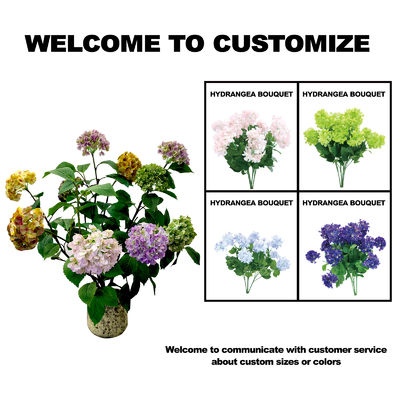 58cm Custom Artificial Landscape Trees Silk Fabric Hydrangea Evergreen For Living Room Decor