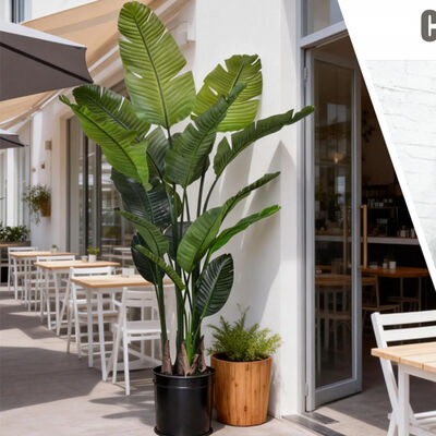 고품질 실제 터치 잎 인위 식물 스트레리치아 니콜라이 방화 저항 가짜 낙원 새 실내 및 야외용